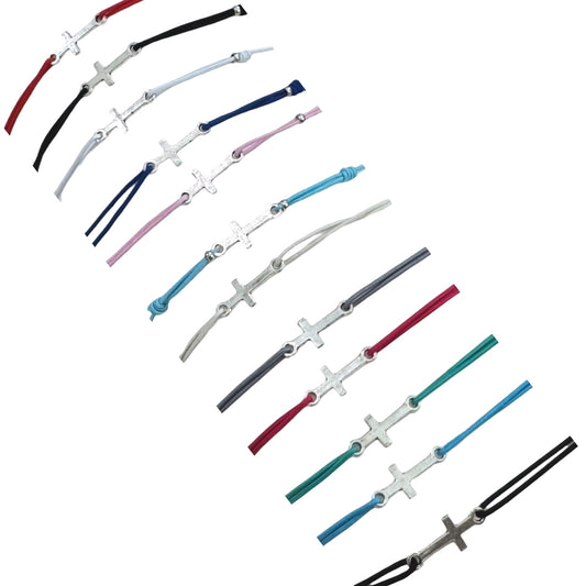Adjustable Silver Cross Bracelet