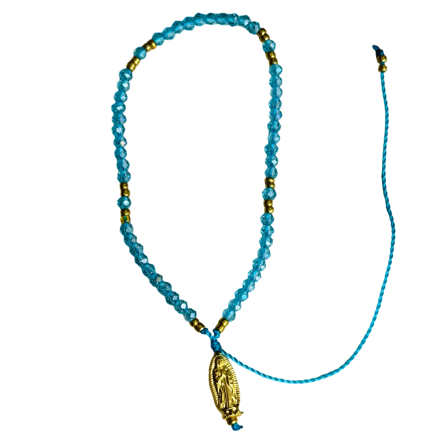 Mexican Bracelet of Assorted Colors with Hanging Our Lady of Guadalupe Medal