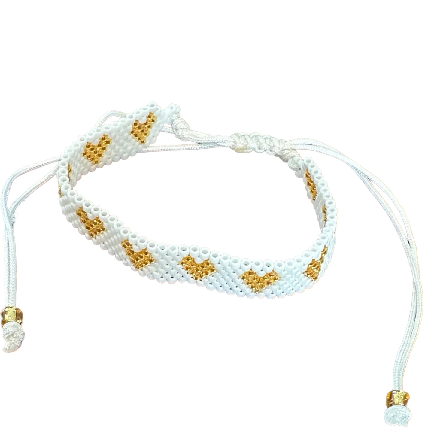 White and Gold Small Mosaic Heart Bracelet