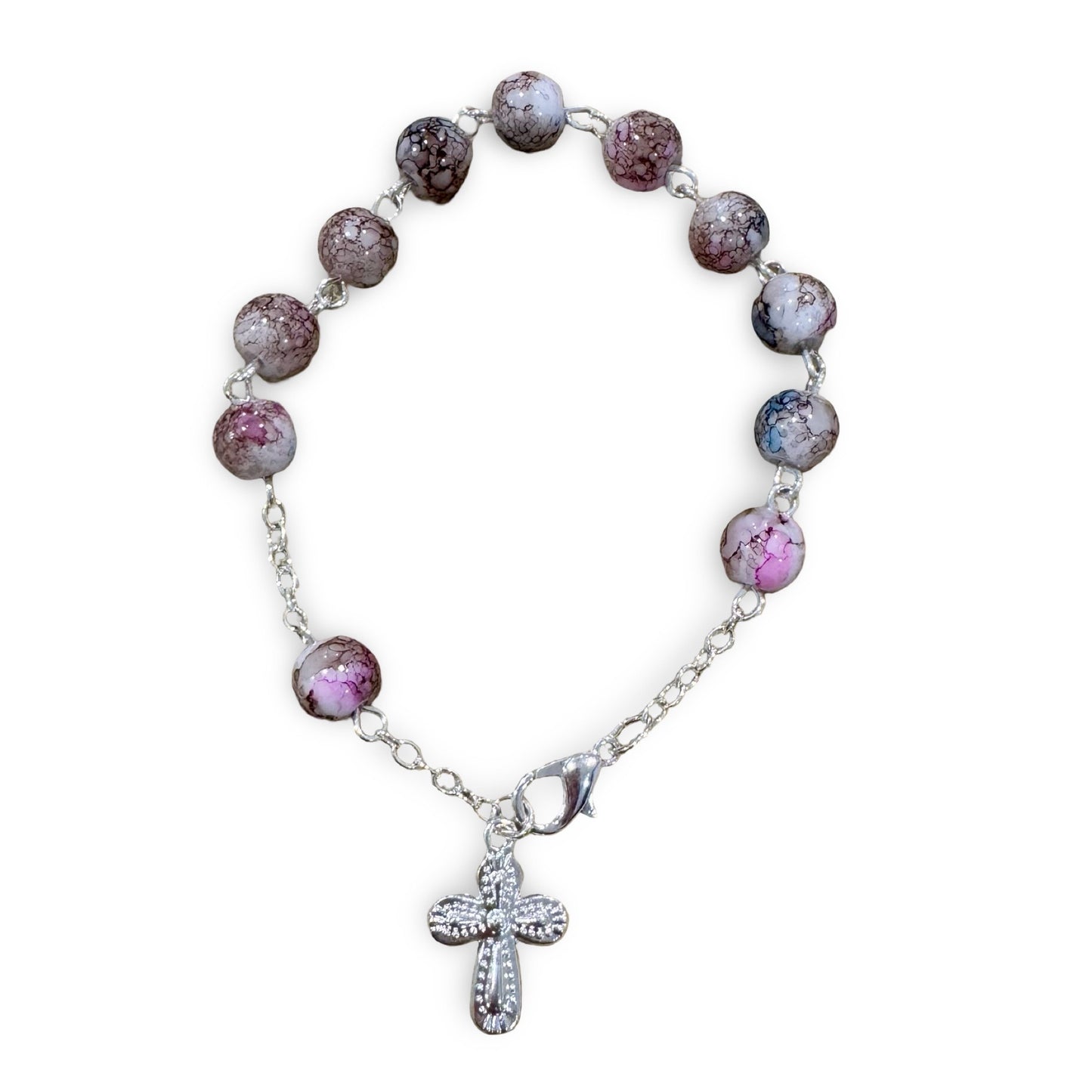 Marble Decade Rosary Bracelet with Clasp