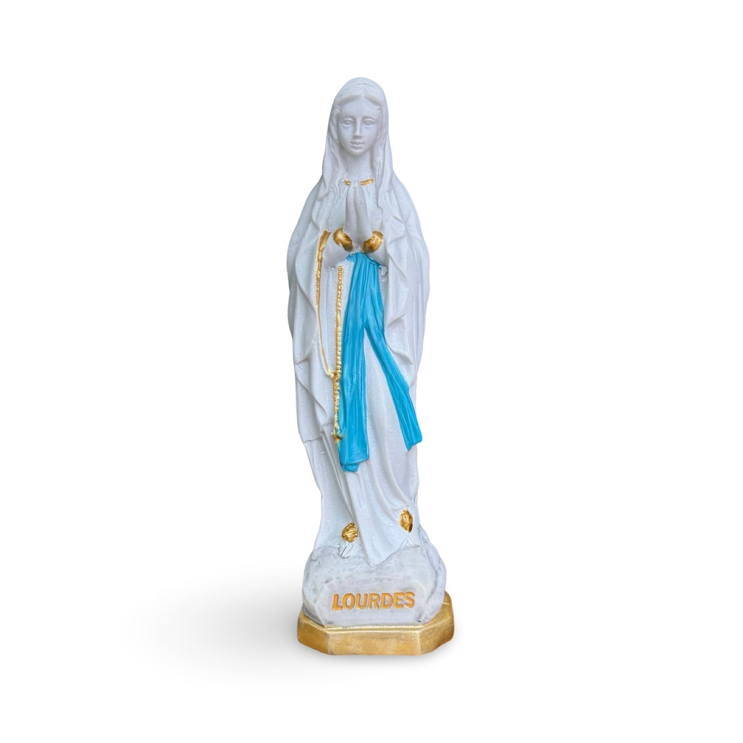 Resin Lourdes Statue with Gold Base