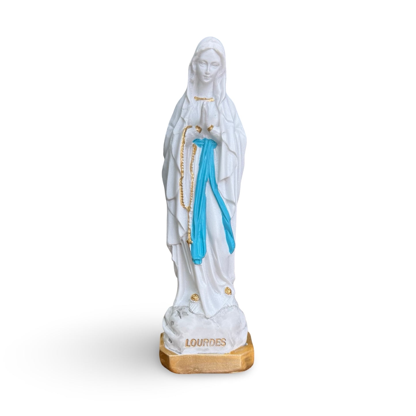 Resin Lourdes Statue with Gold Base