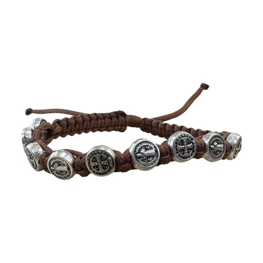 St. Benedict Cord Decade Rosary Bracelet with Small Medals