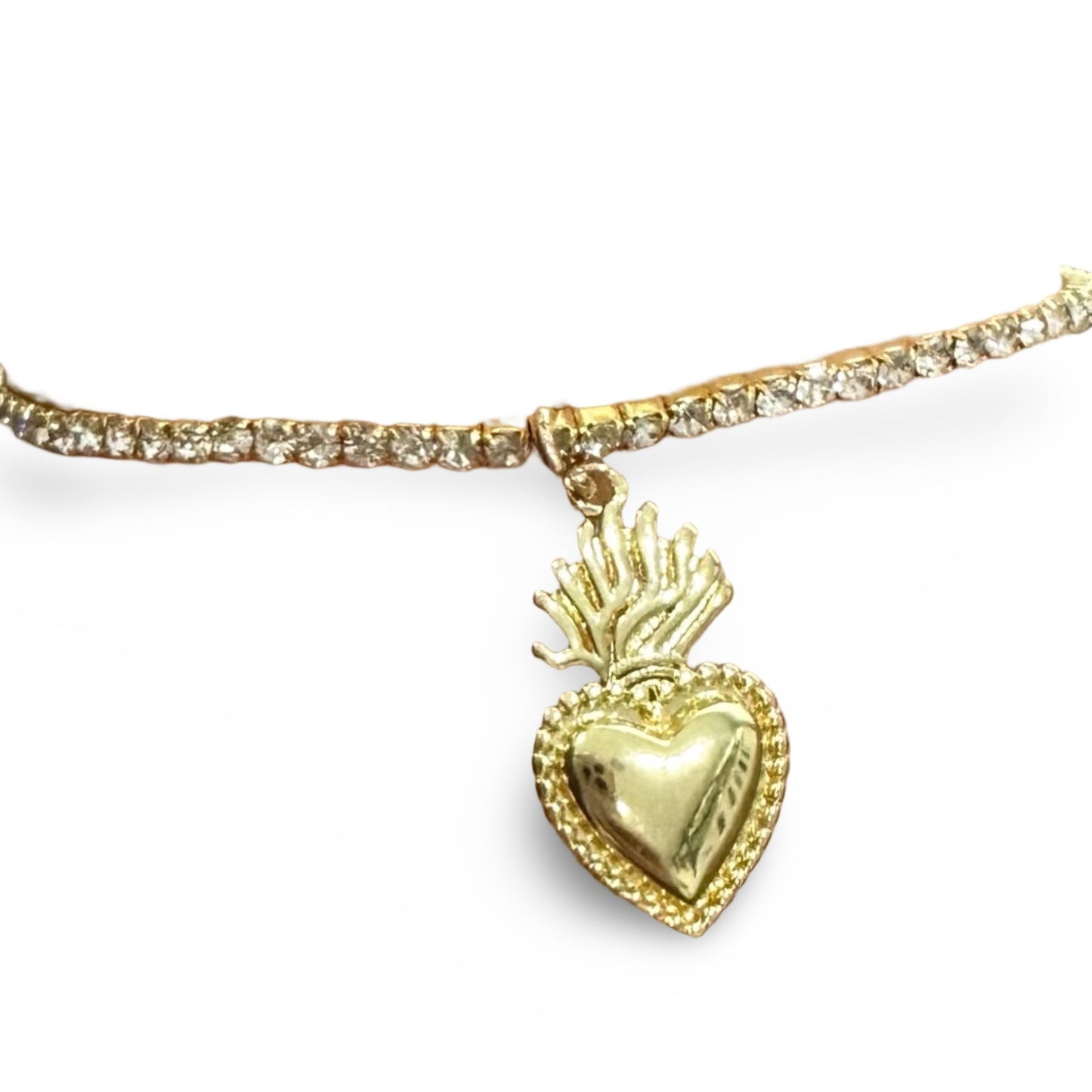 Sacred Heart Gold Rhinestone Bracelet