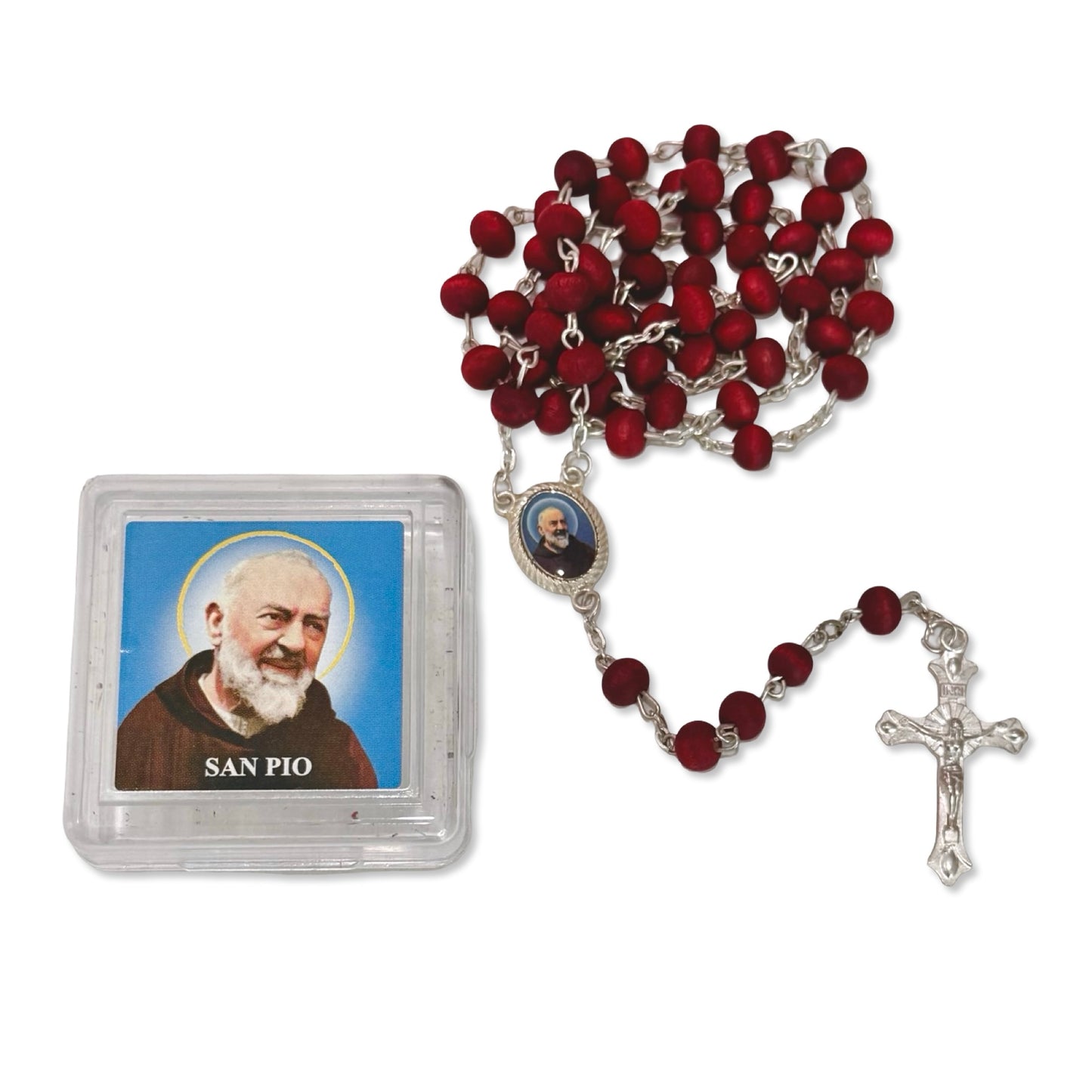 Padre Pio Rose Petal Rosary with Case