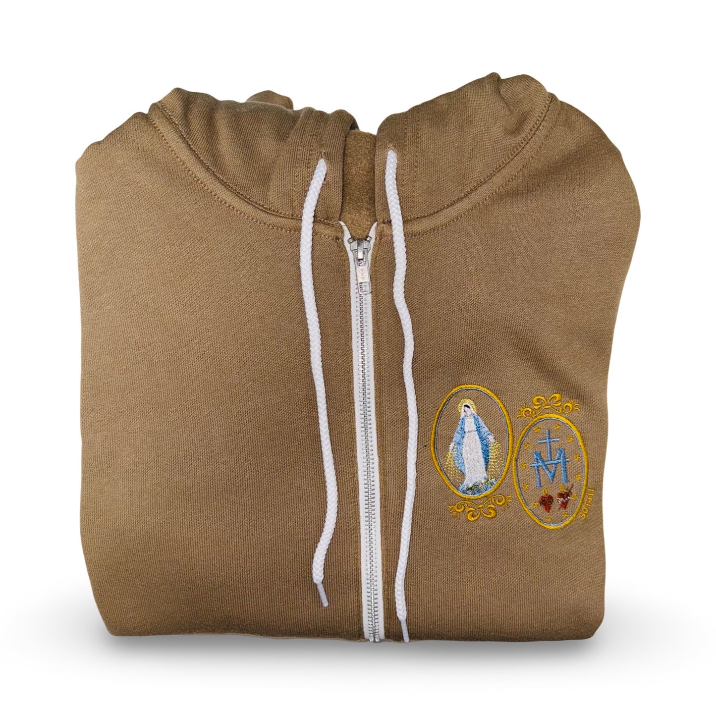 Miraculous Medal Embroidered Zip-up Sweater by SCTJM