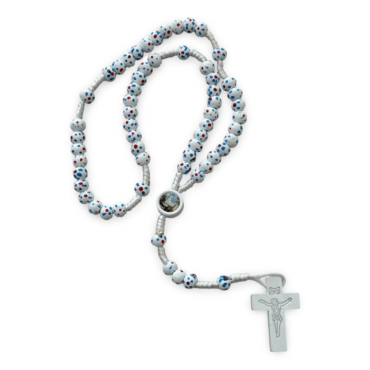 Polka Dot Flower Fatima Children's Rosary Necklace