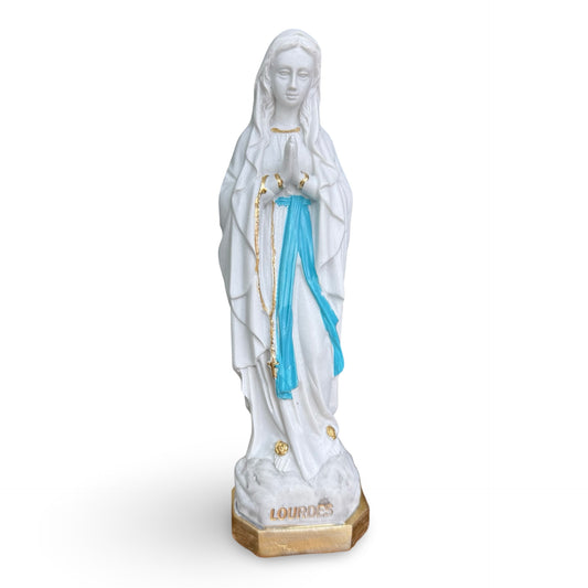 Resin Lourdes Statue with Gold Base