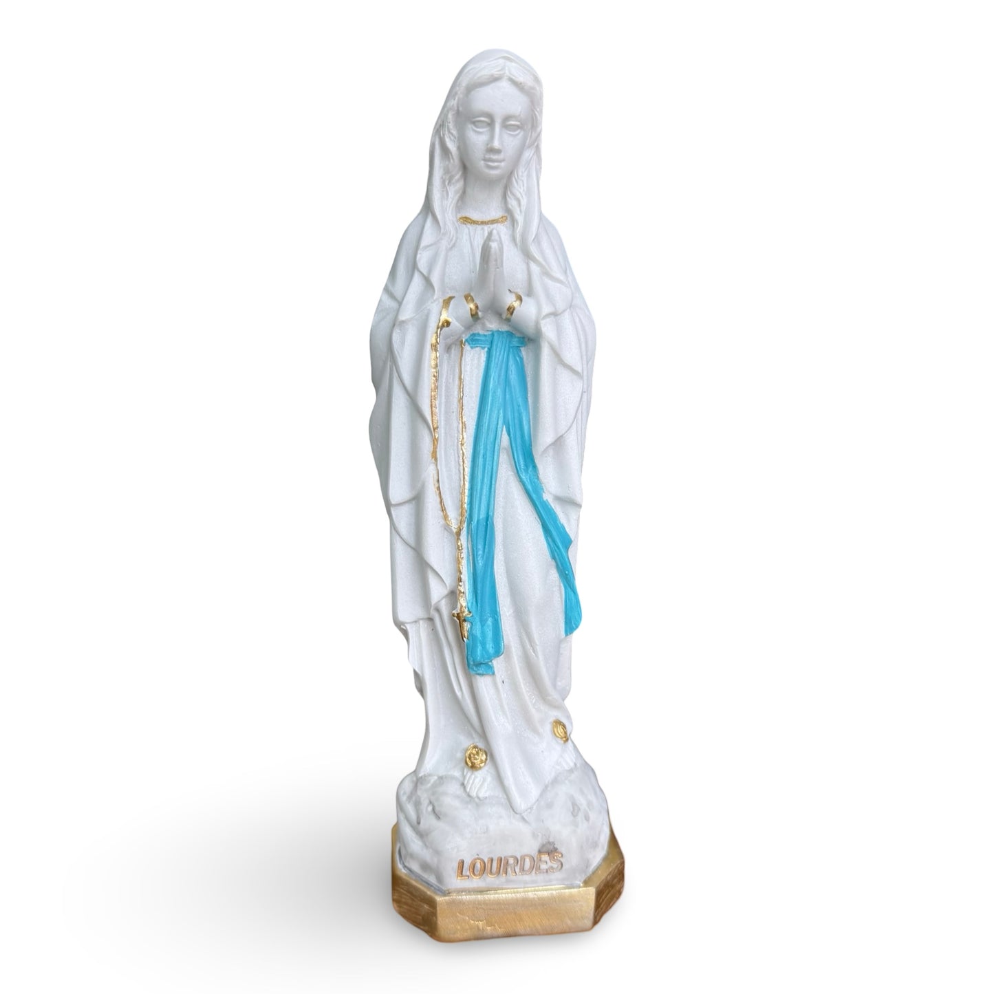 Resin Lourdes Statue with Gold Base