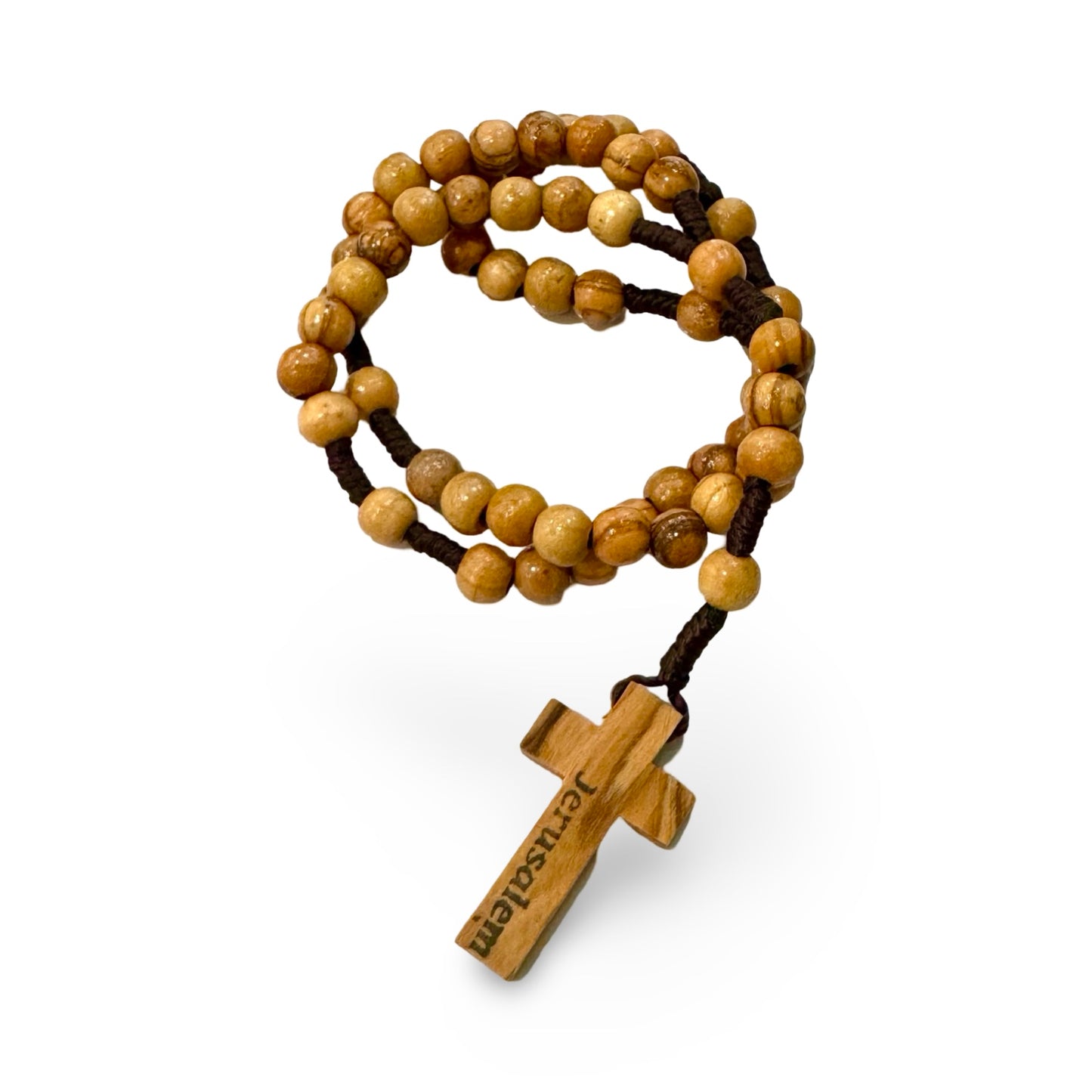 Jerusalem Rosary and Holy Card Touched to the Relic of the True Cross of Our Lord