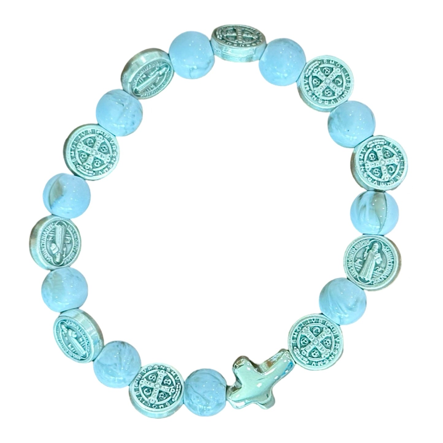 Marble St. Benedict Decade Rosary Bracelet
