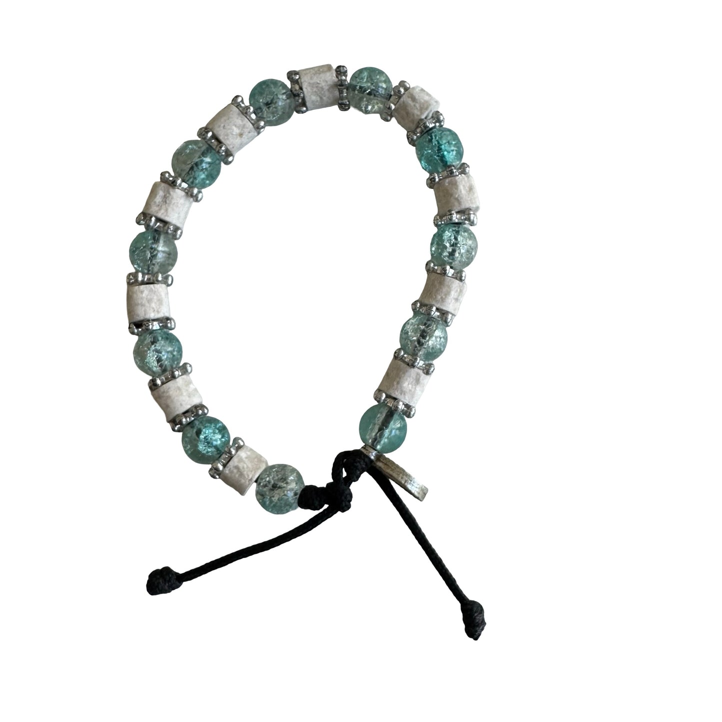 Queen of Peace Sparkly Bead and Stone Cord Bracelet