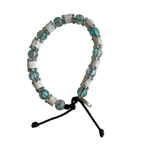 Queen of Peace Sparkly Bead and Stone Cord Bracelet