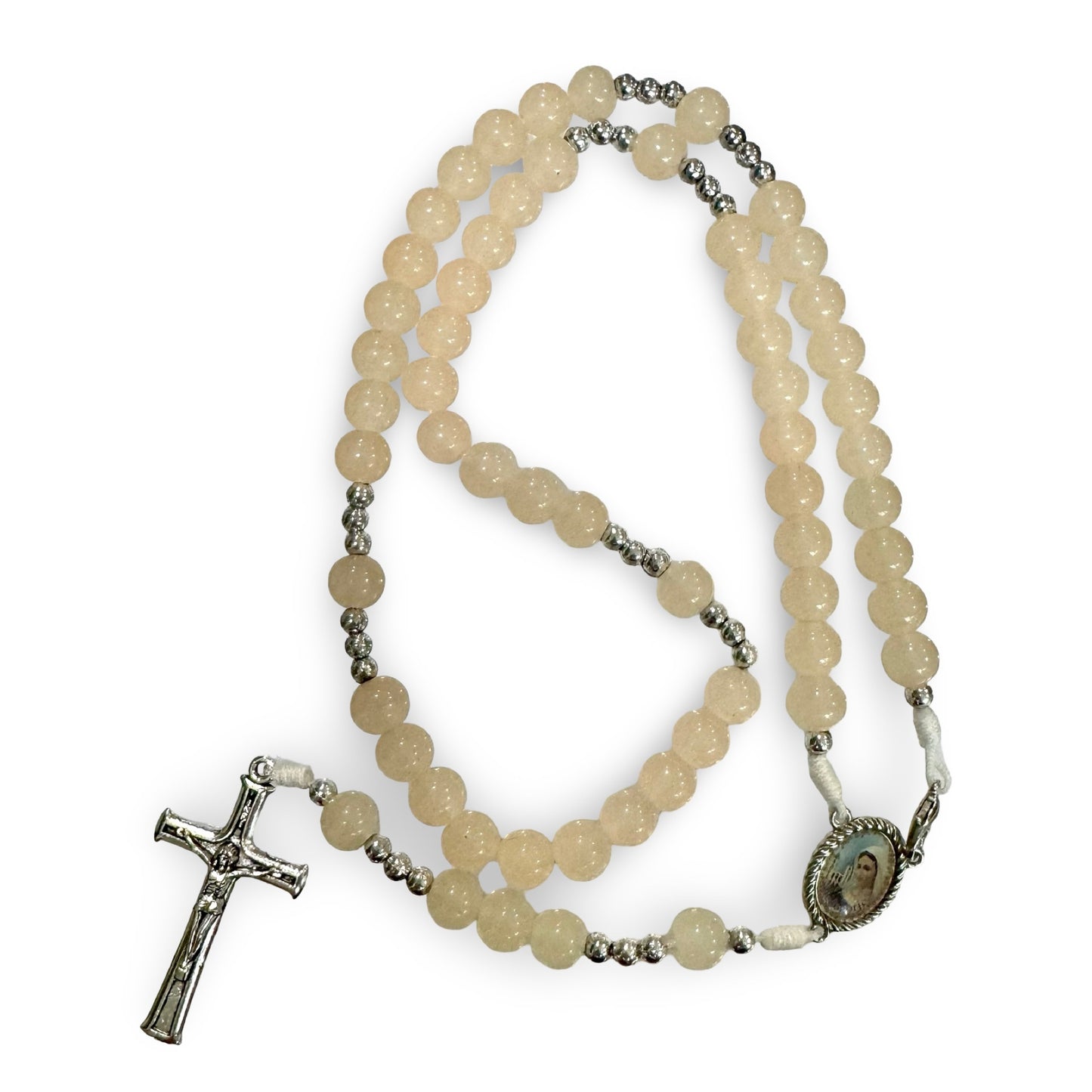 Glass Queen of Peace Rosary of Assorted Colors