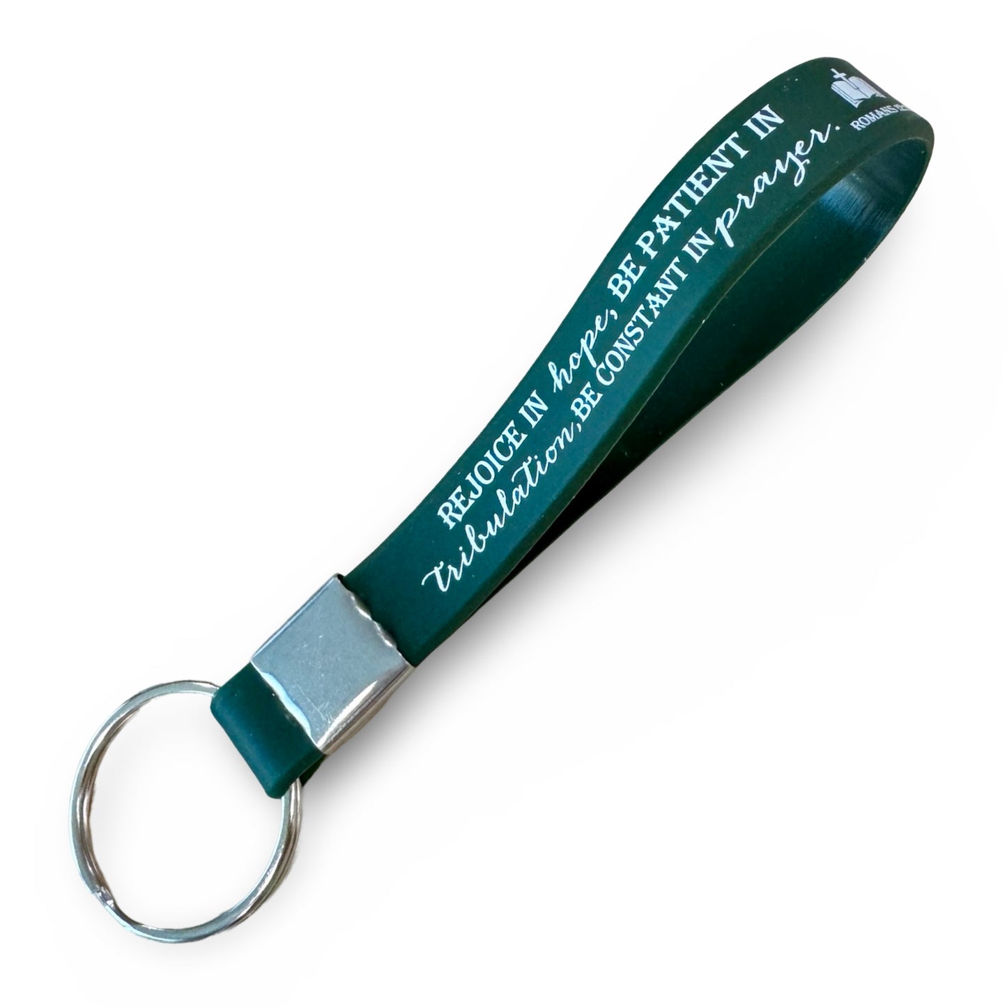 “Rejoice in Hope” Silicone Bible Verse Keychain