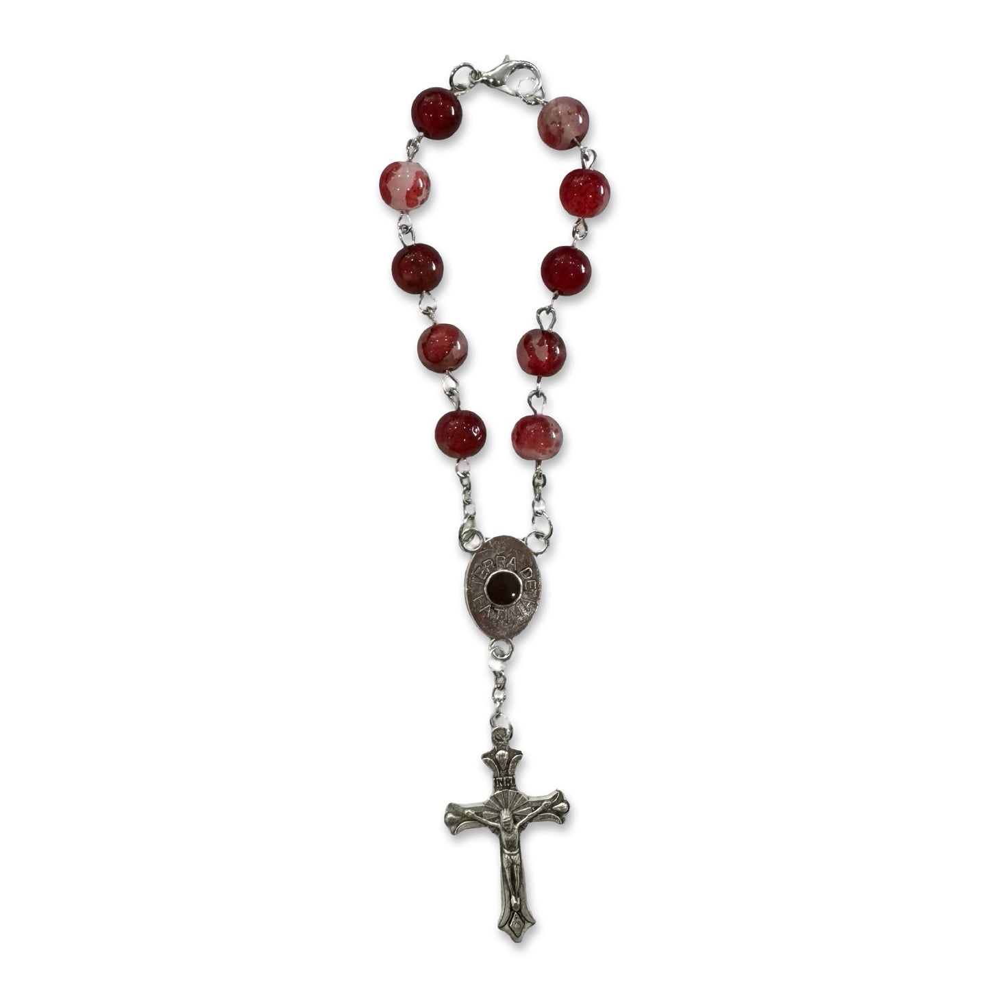 Large Crystal Decade Rosary with Soil from Fatima in Case
