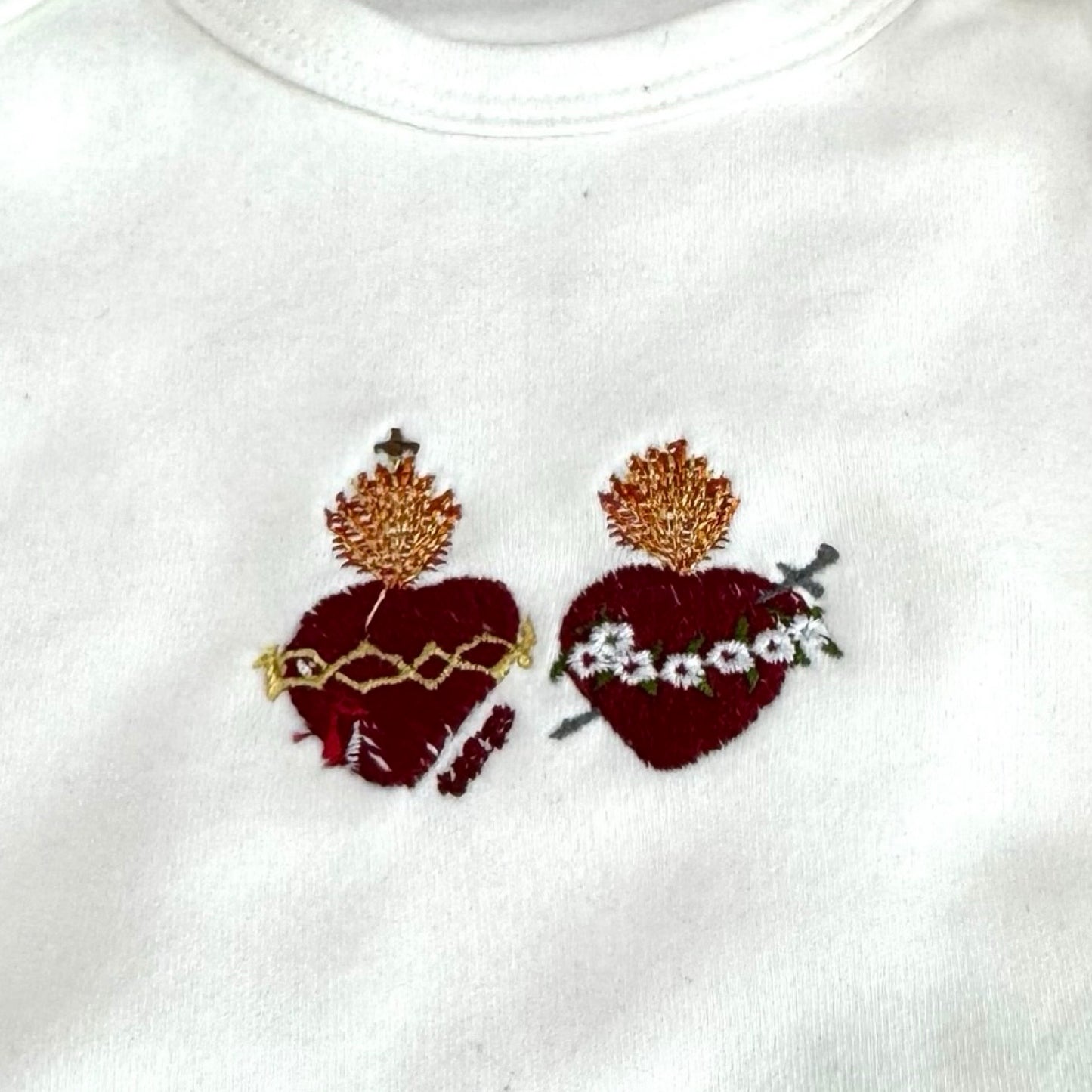Embroidered Two Hearts Baby Onesie by SCTJM