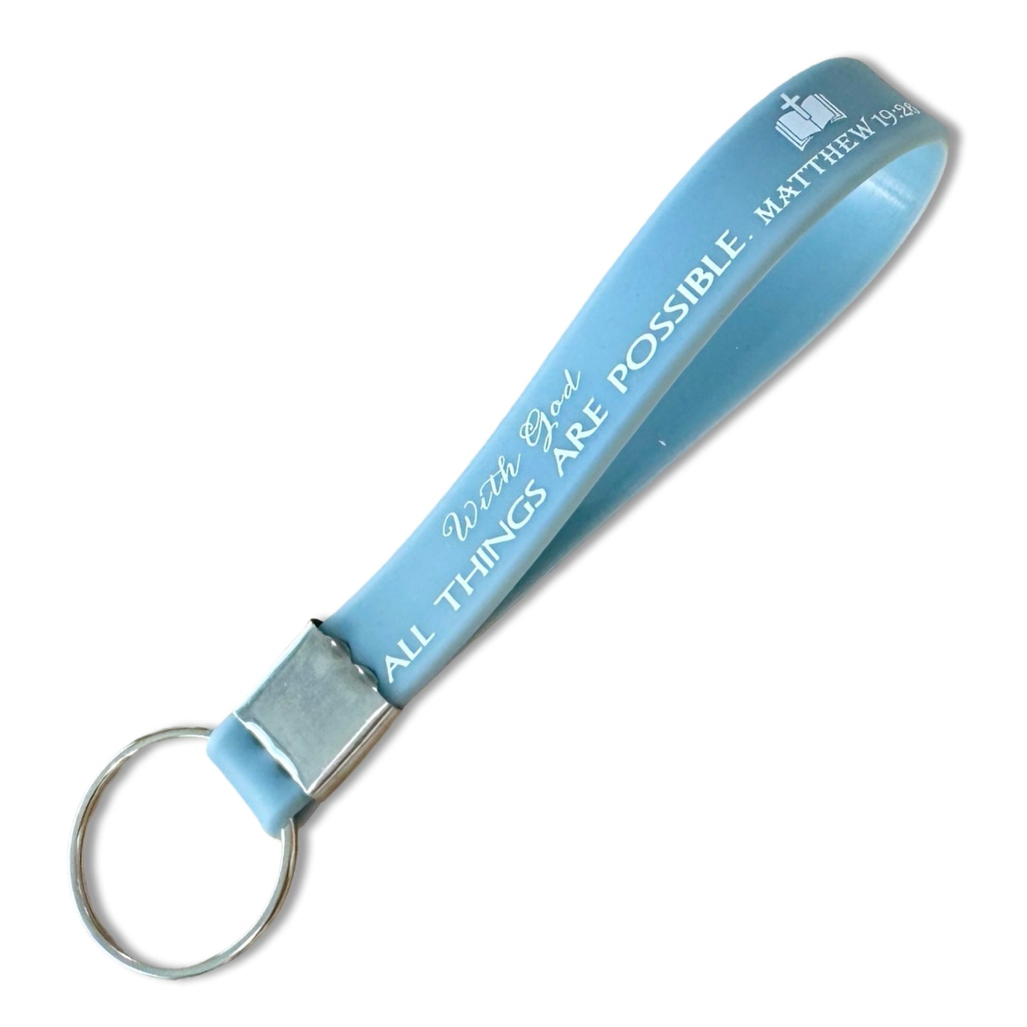 “With God all things are possible” Silicone Bible Verse Keychain