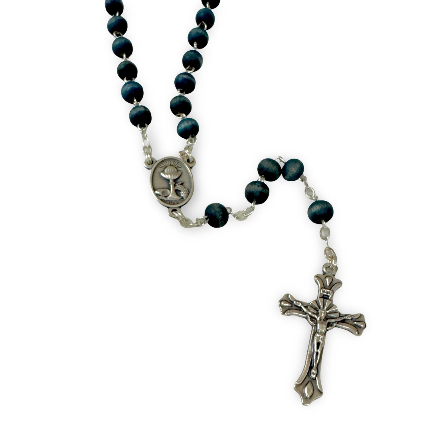 Blue Wooden St. Carlo Acutis Rosary in Plastic Case