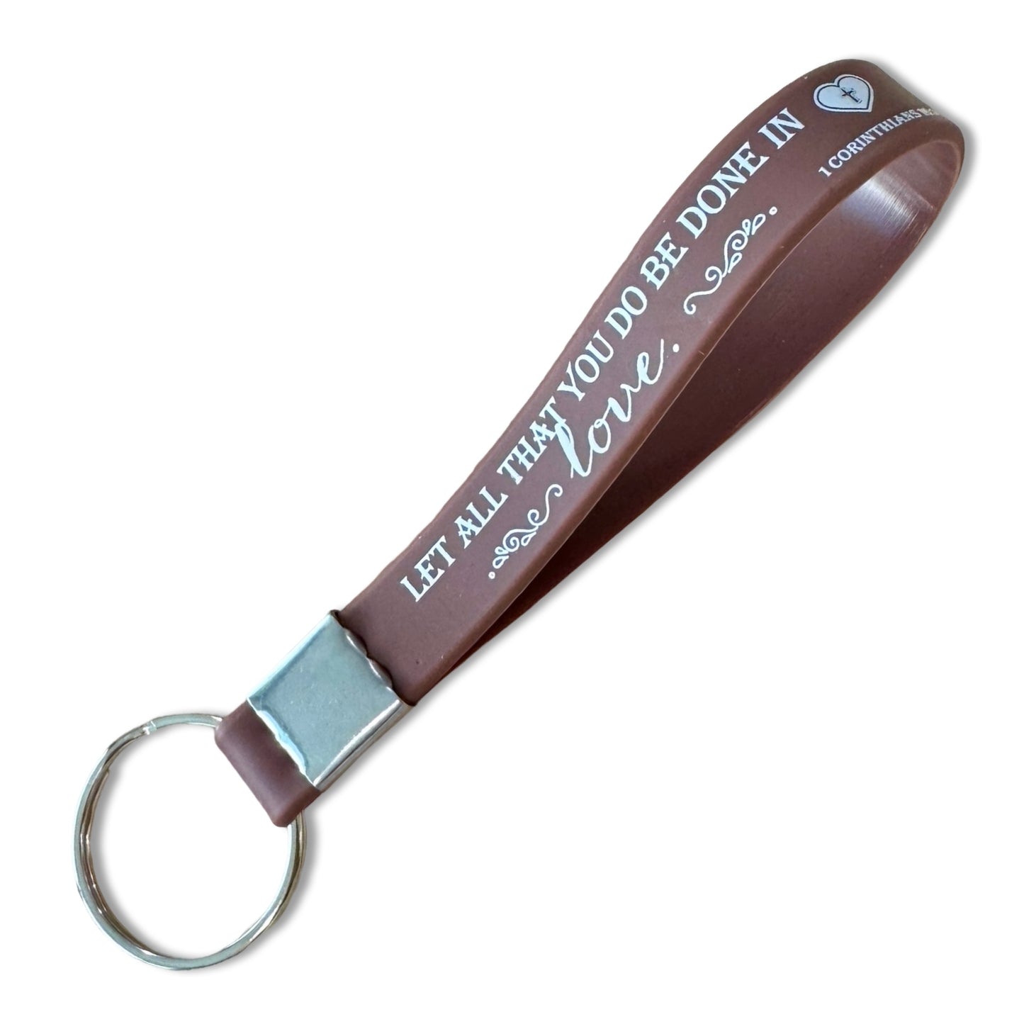 “Let all you do be done in love” Silicone Bible Verse Keychain