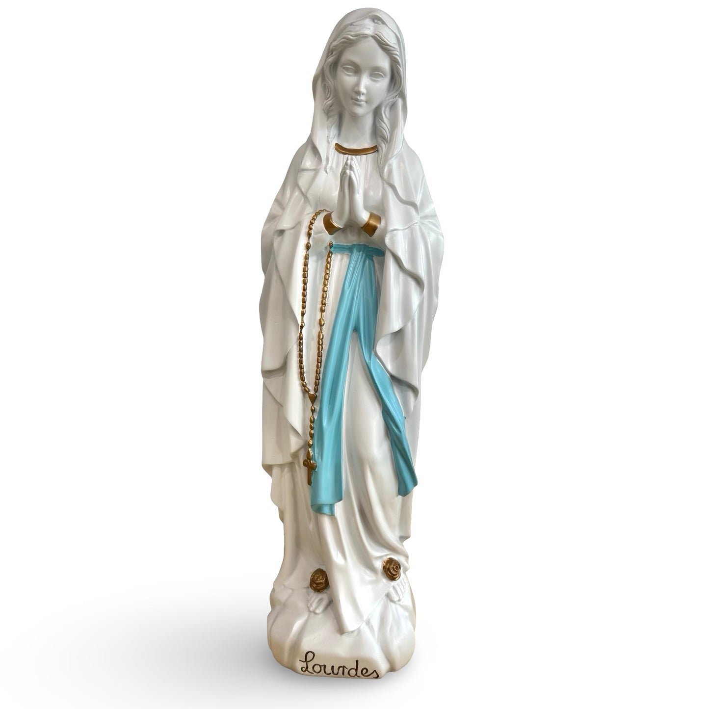 Resin Lourdes Statue with Blue Sash