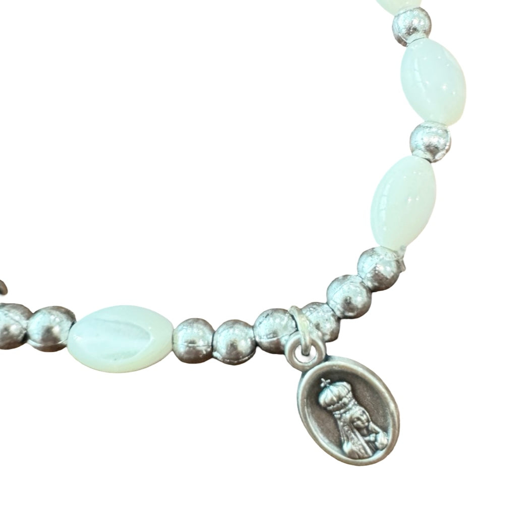Silver and Pearl Fatima Decade Bracelet