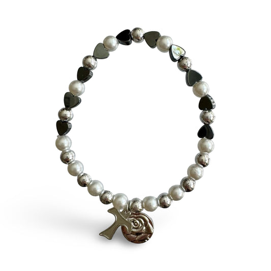 Padre Pio Pearl Heart Bracelet