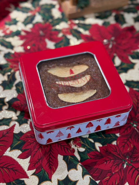 Christmas Breads - Square Red and White Christmas Tree Tin - SCTJM Nazareth Bakery