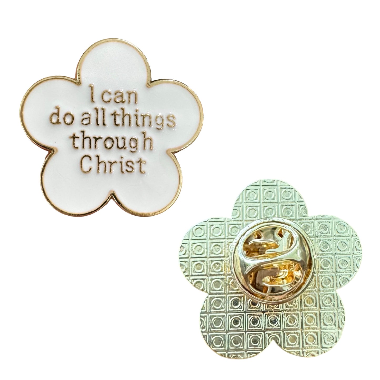 “I Can Do All Things Through Christ” Flower Pin