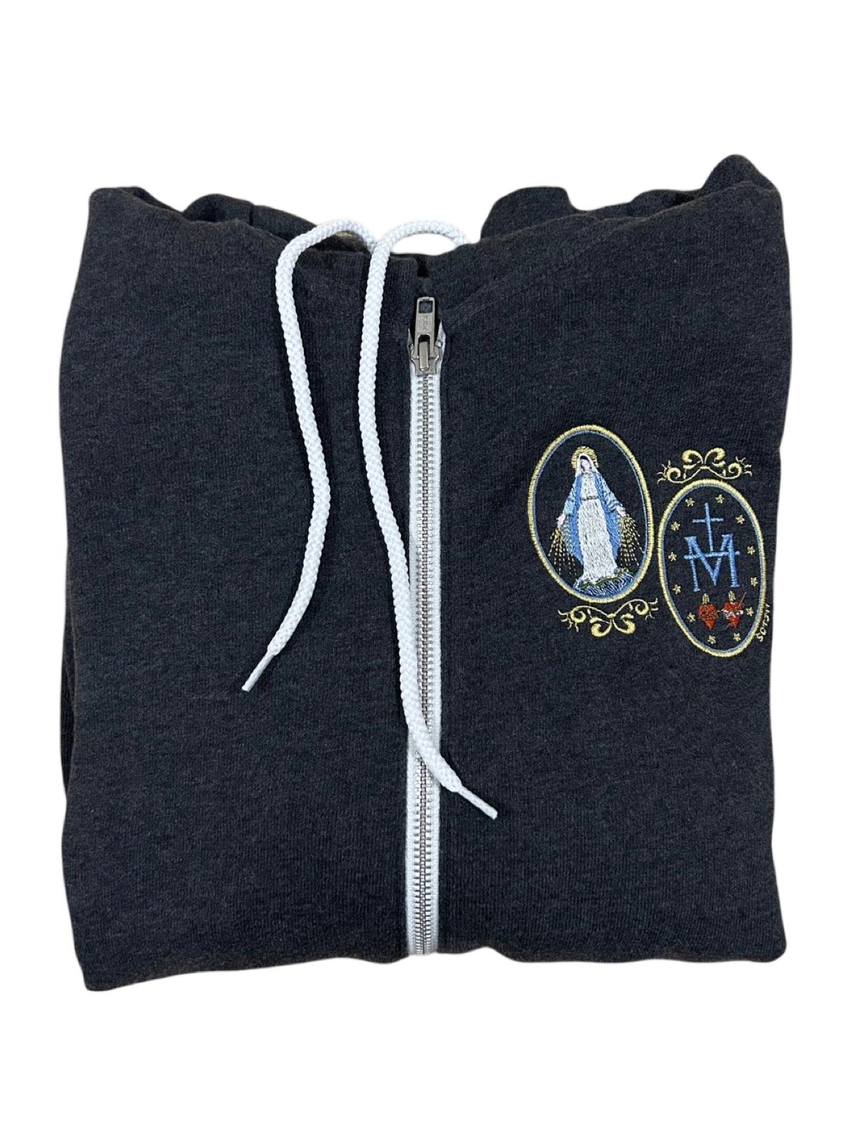 Miraculous Medal Embroidered Zip-up Sweater by SCTJM