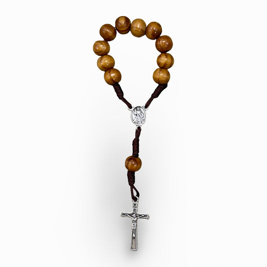 Large Wooden Bead Queen of Peace Decade Rosary