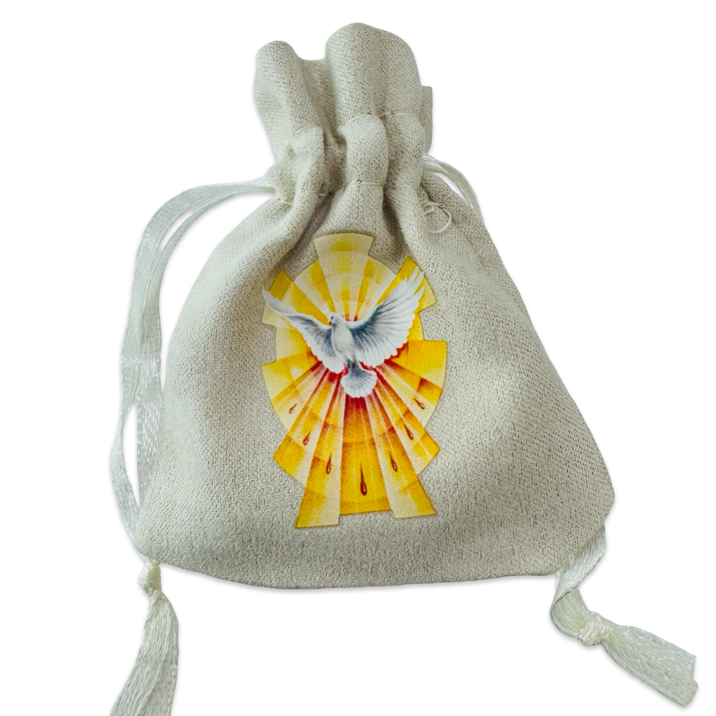 Holy Spirit Rosary in Cloth Drawstring Pouch