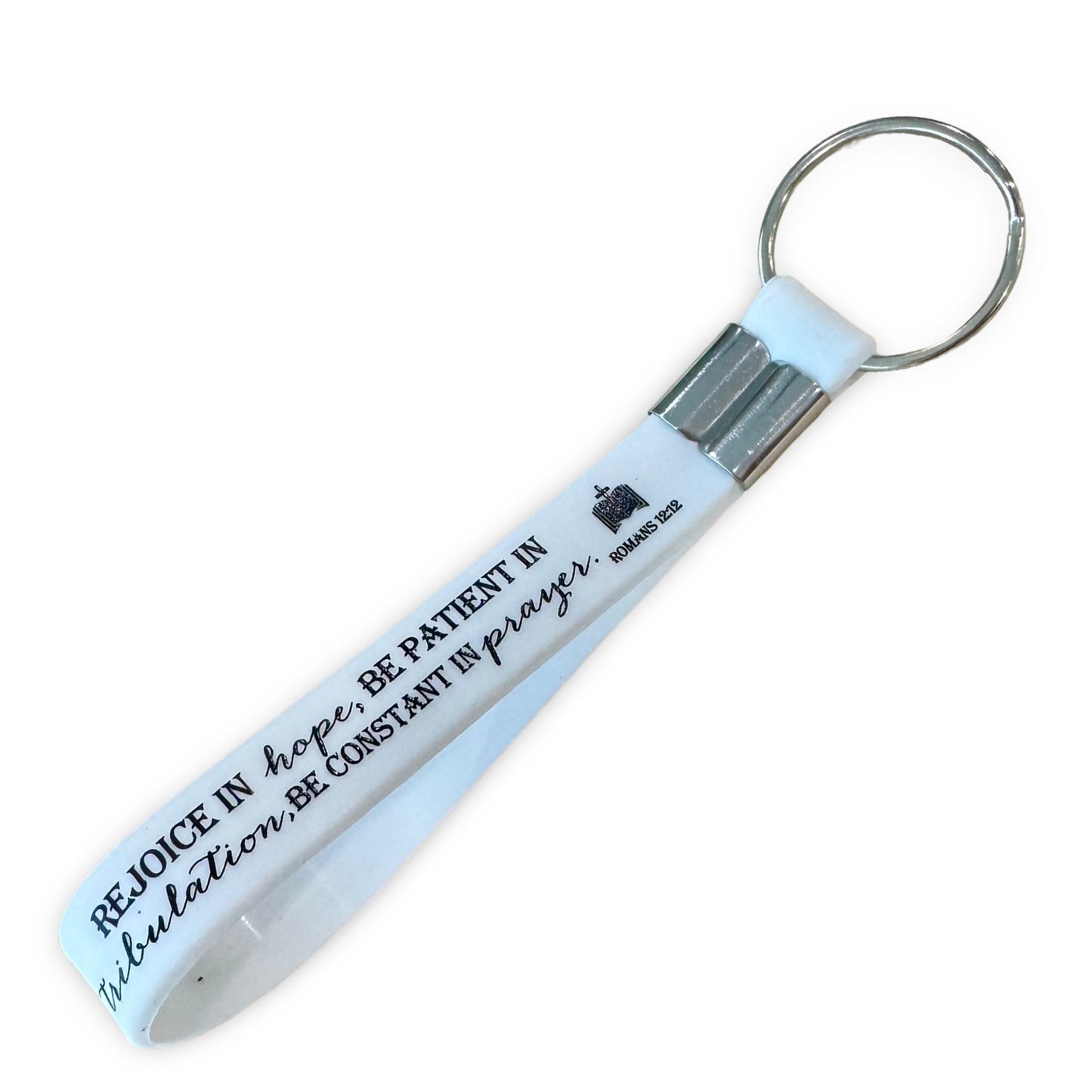 “Rejoice in Hope” Silicone Bible Verse Keychain