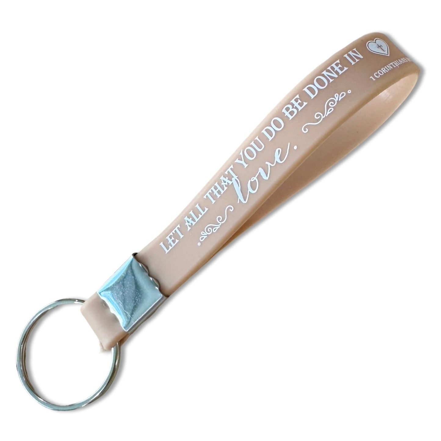 “Let all you do be done in love” Silicone Bible Verse Keychain