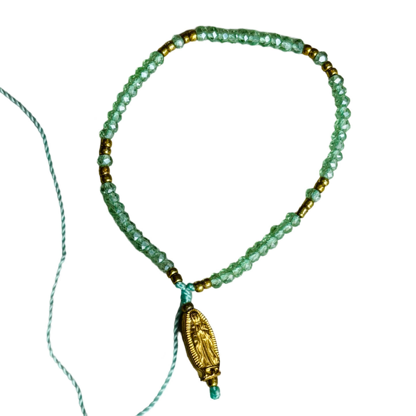Mexican Bracelet of Assorted Colors with Hanging Our Lady of Guadalupe Medal