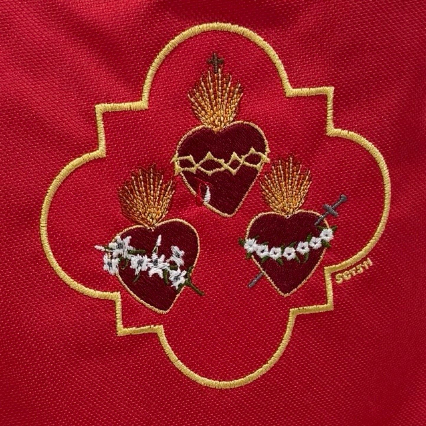 Embroidered Three Hearts Backpack by SCTJM