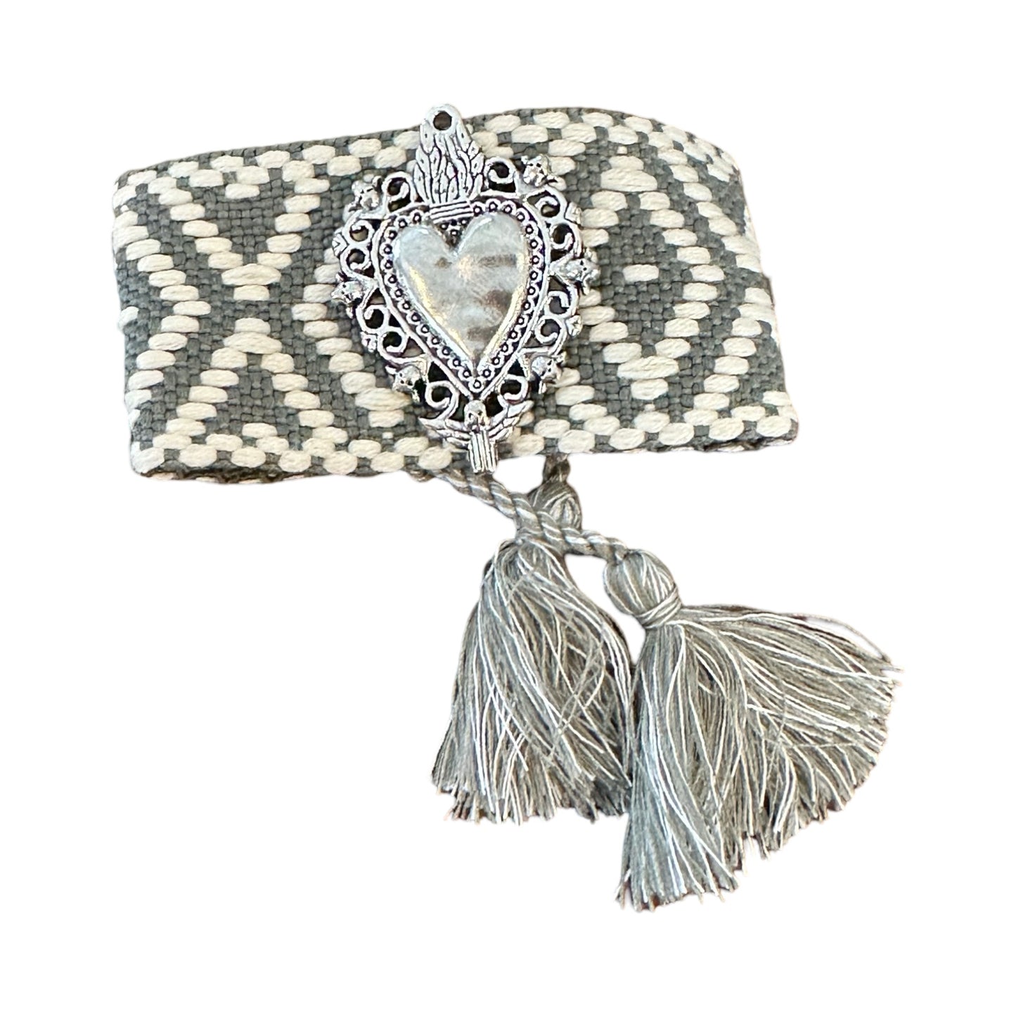 Adjustable Woven Bracelet with Metal Heart