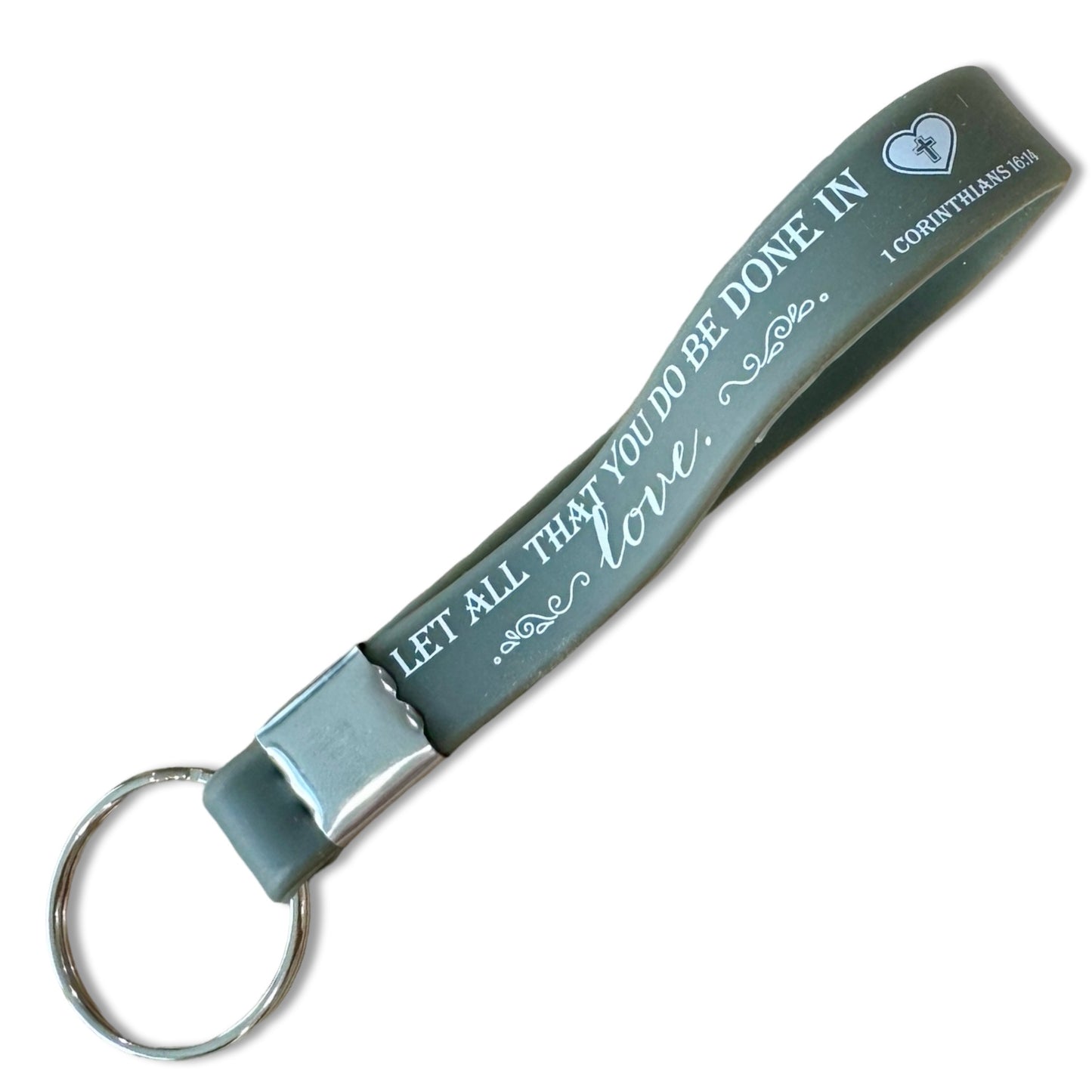 “Let all you do be done in love” Silicone Bible Verse Keychain