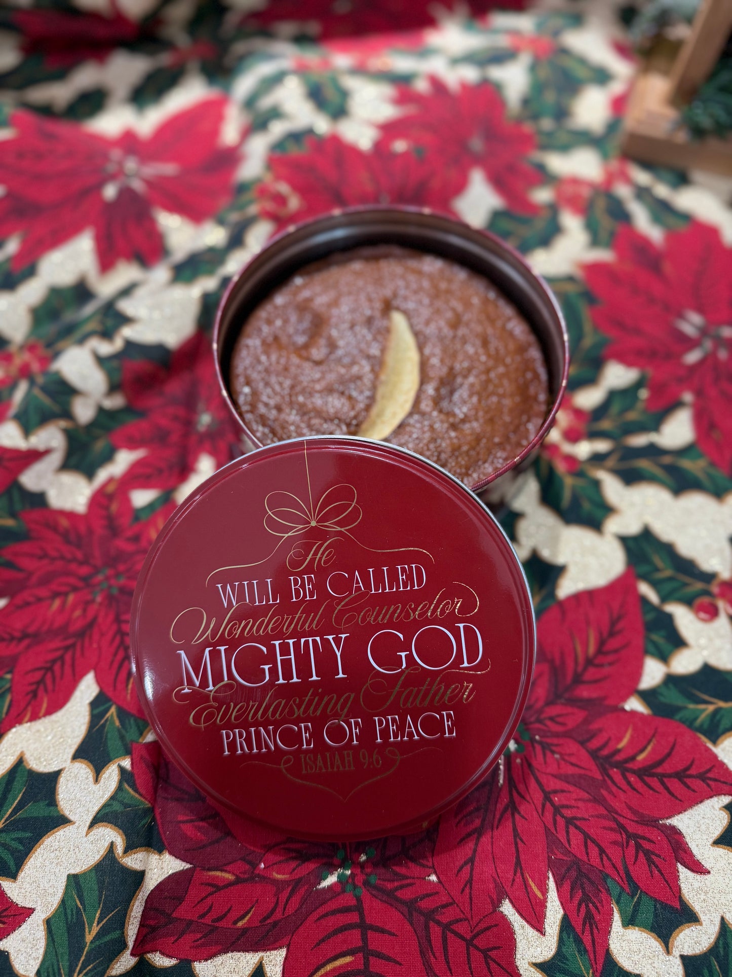 Christmas Breads - Circular Red and Gold “Prince of Peace” Tin - SCTJM Nazareth Bakery