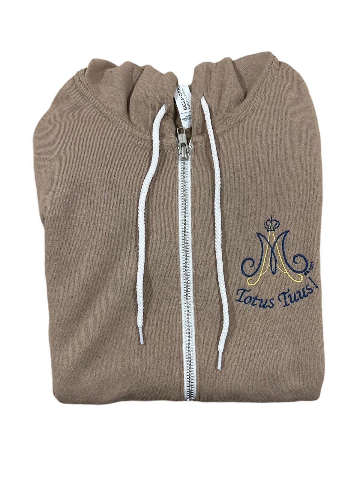 Marian Totus Tuus “M” Embroidered Zip-up Sweater by SCTJM