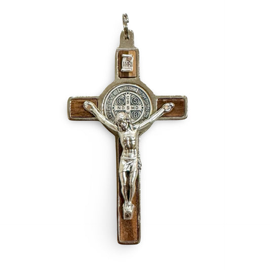Classic Wooden St. Benedict Inlay Crucifix