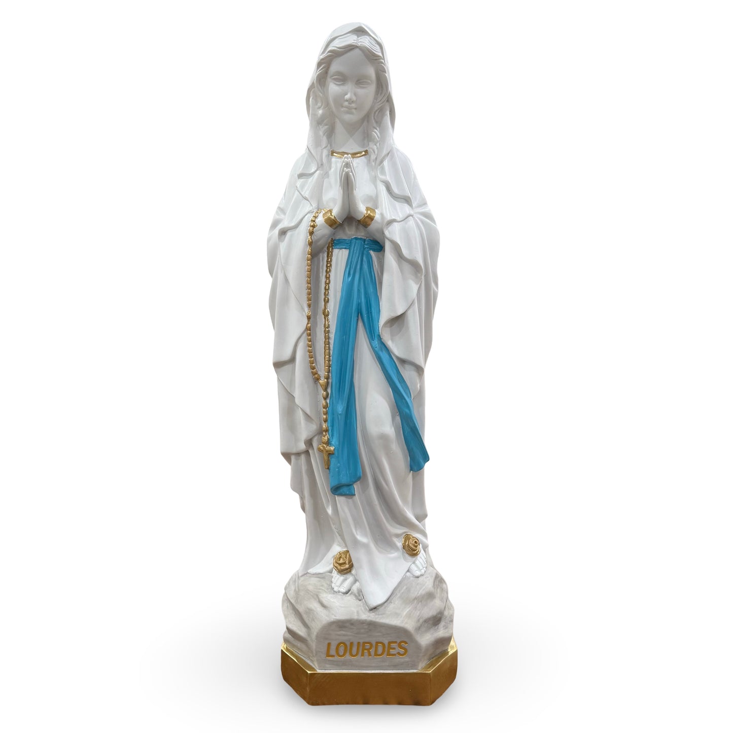 Resin Lourdes Statue with Gold Base