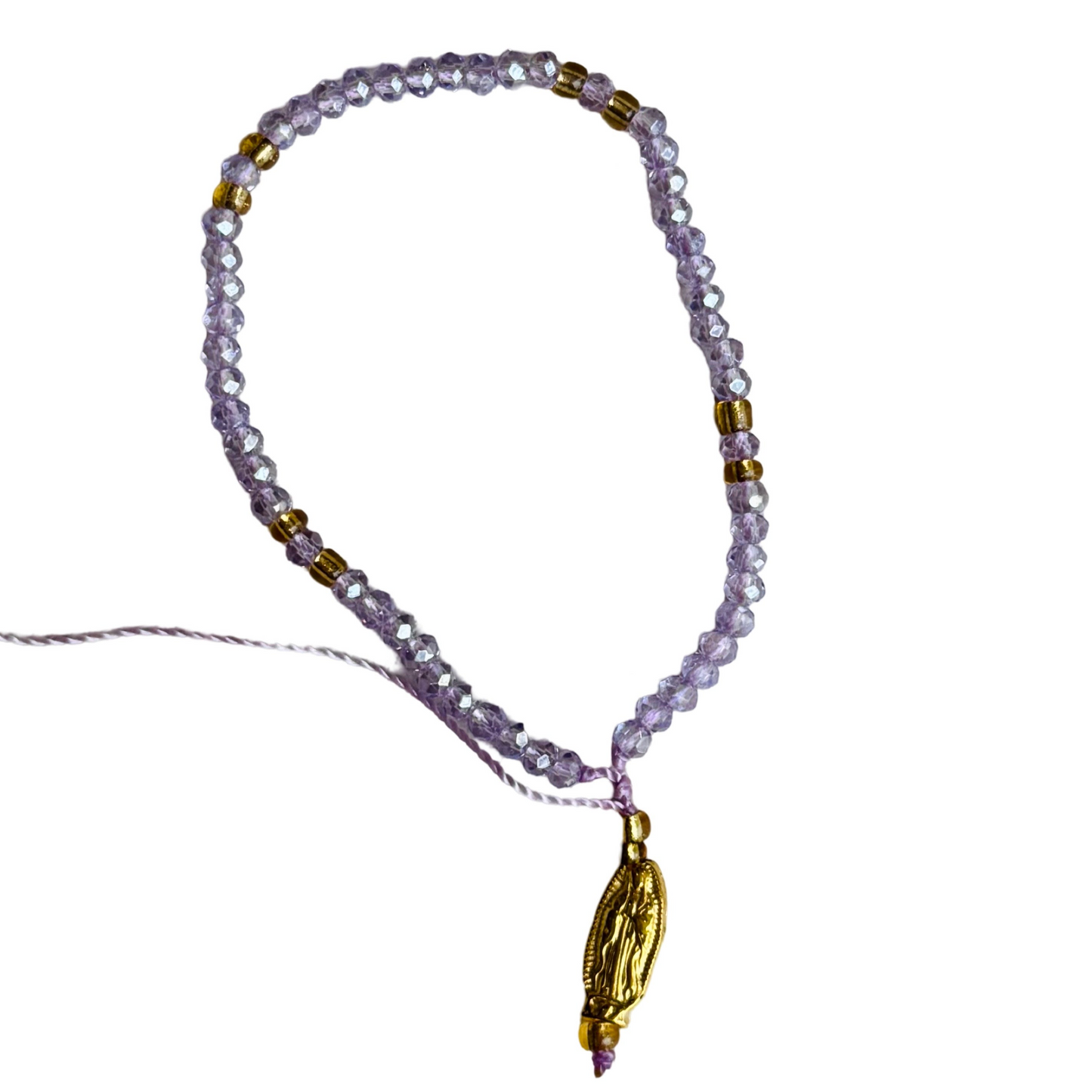 Mexican Bracelet of Assorted Colors with Hanging Our Lady of Guadalupe Medal