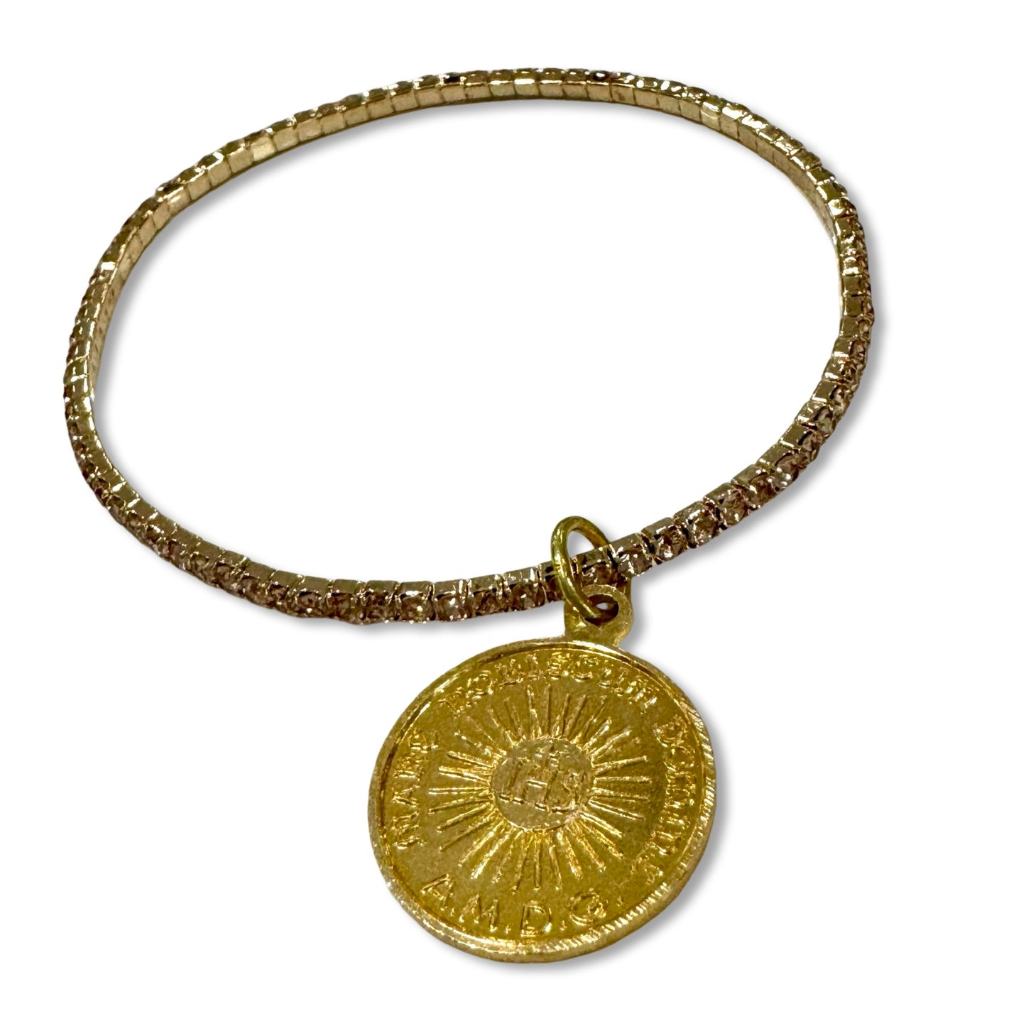 Gold Face of Jesus Rhinestone Bracelet