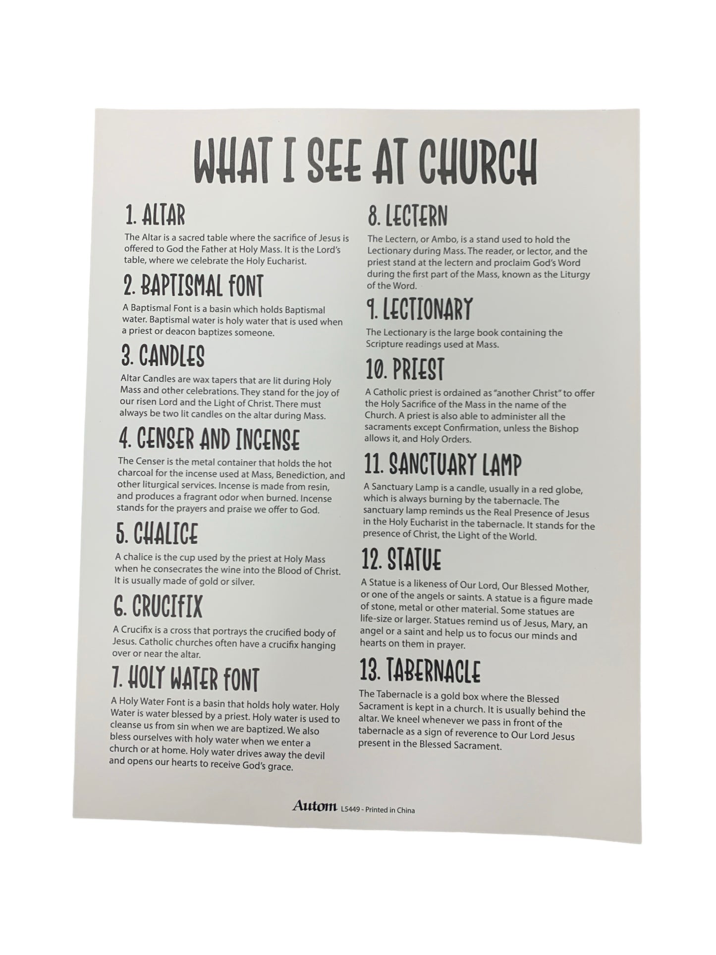 What I see at Church Activity Card