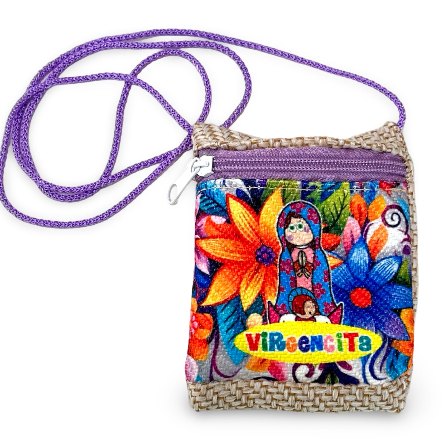 "Virgencita" Guadalupe Mini Shoulder Bag with Zipper