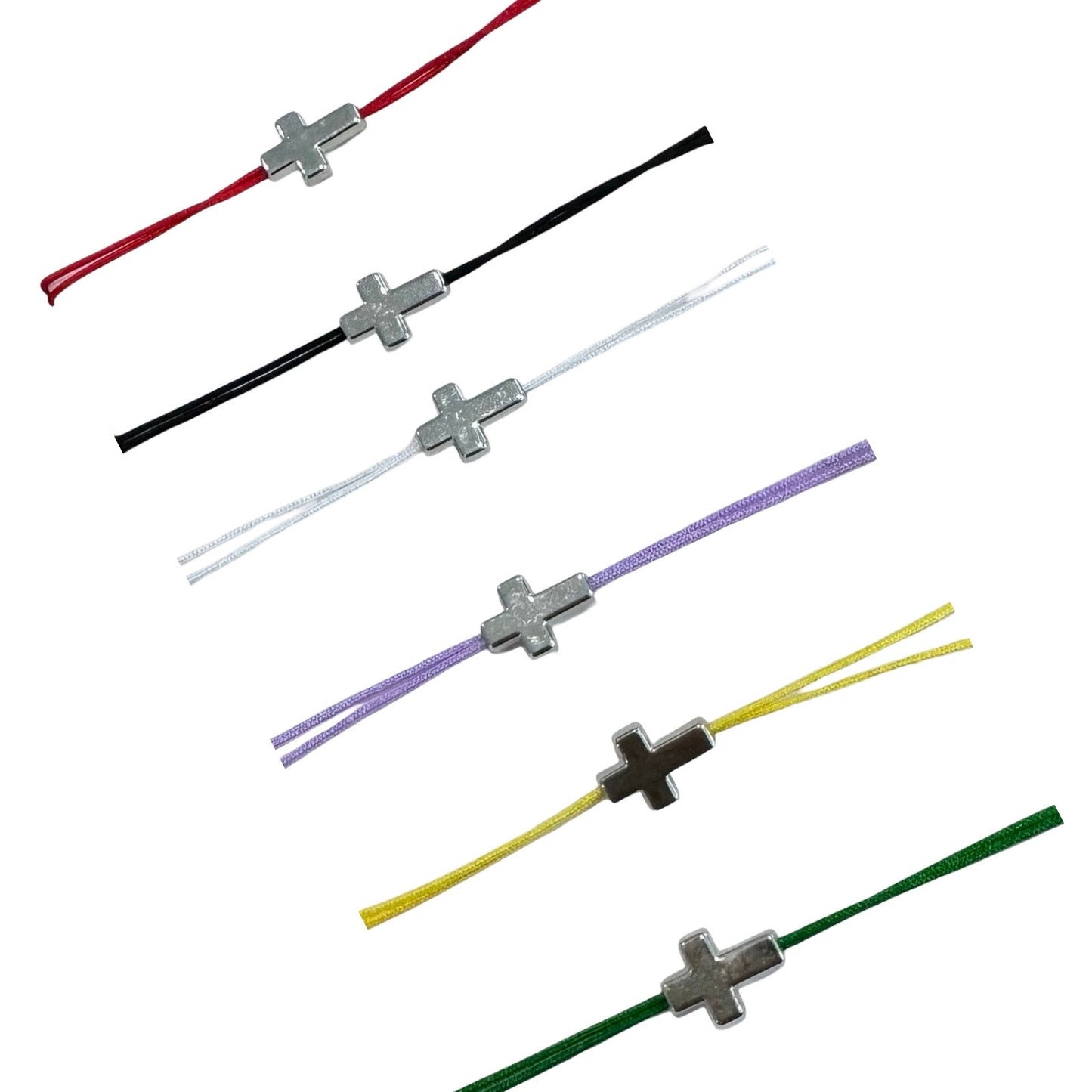 Adjustable Small Silver Cross Bracelet