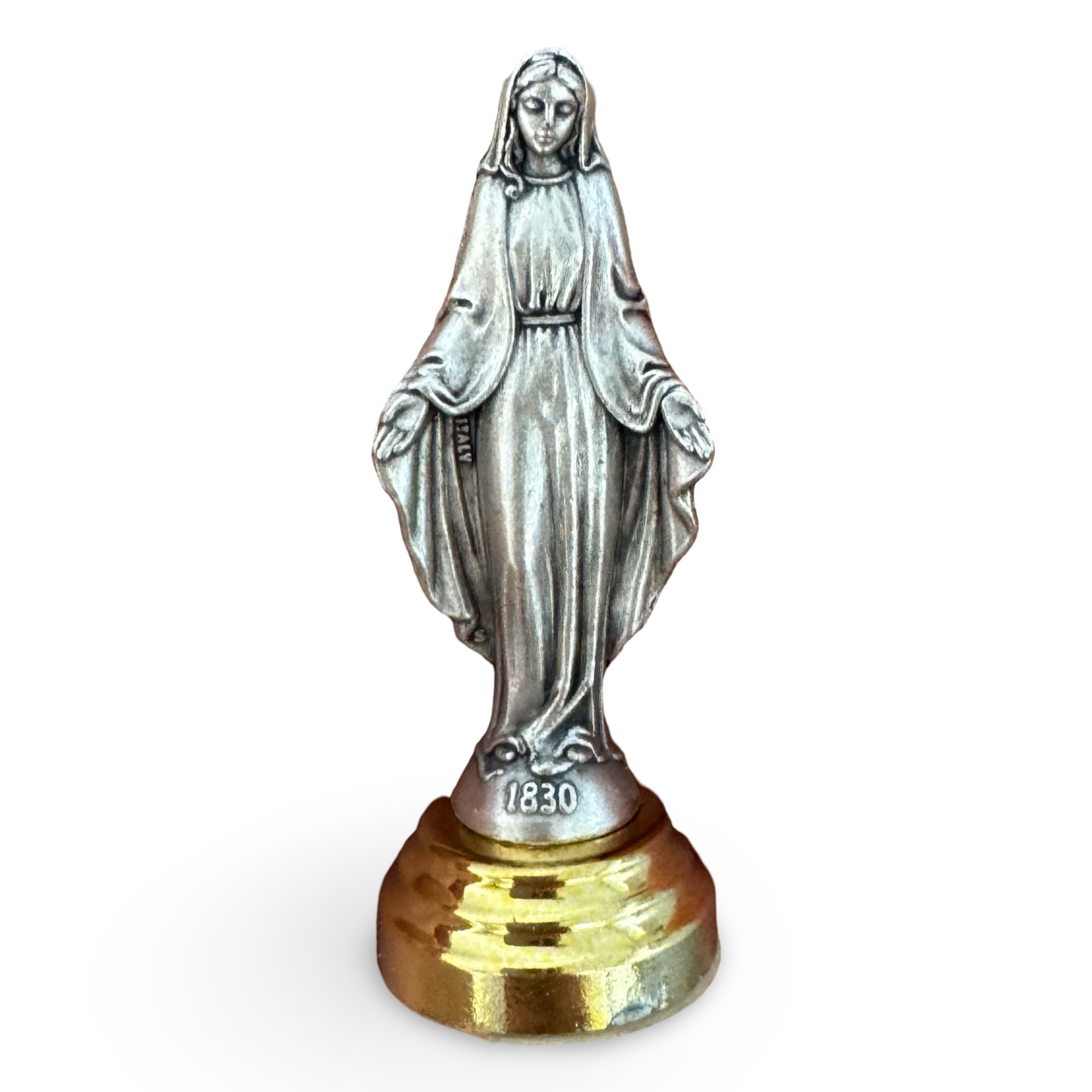 Small Our Lady of the Miraculous Medal Statue with Gold Base