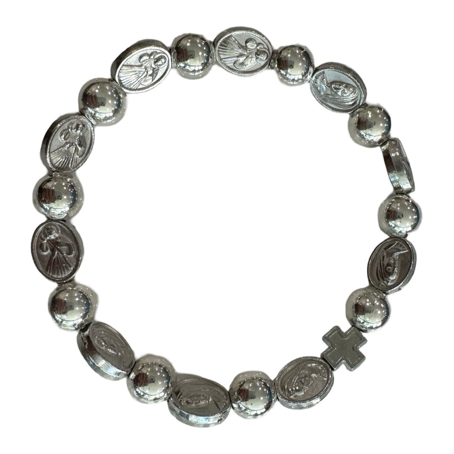 Marble Divine Mercy and Queen of Peace Rosary Bracelet