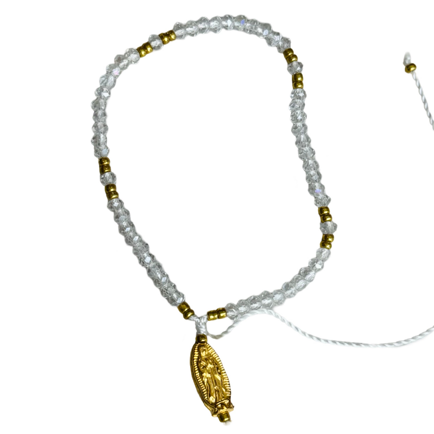 Mexican Bracelet of Assorted Colors with Hanging Our Lady of Guadalupe Medal